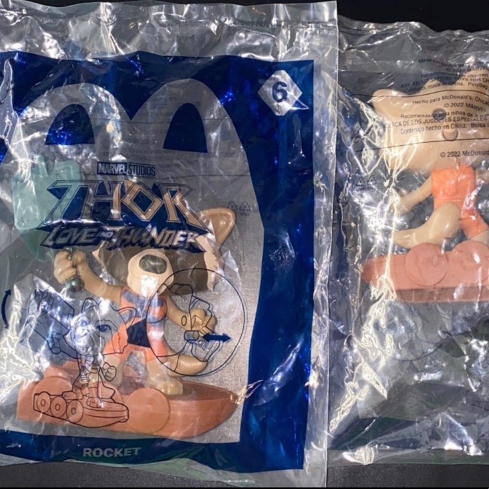 2x Rocket Marvel studios x McDonalds Toy #6 Sealed brand new Thor love